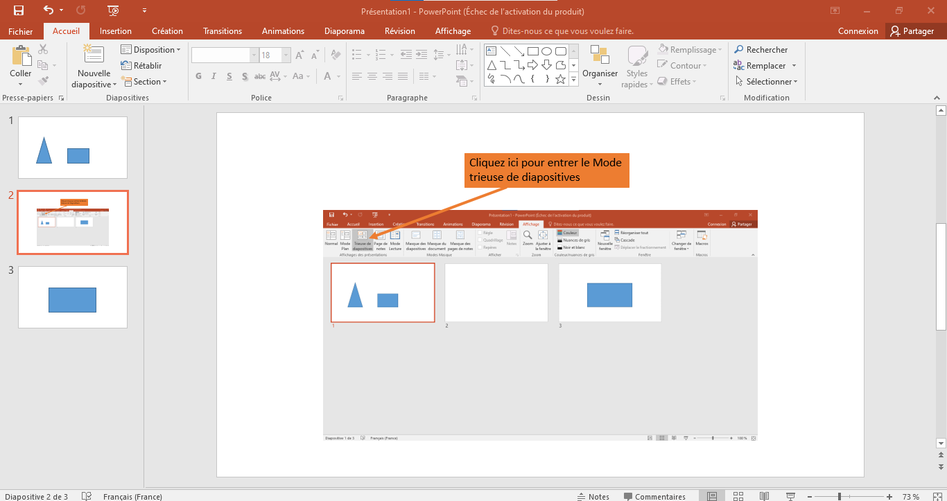 Mode trieuse de diapositives