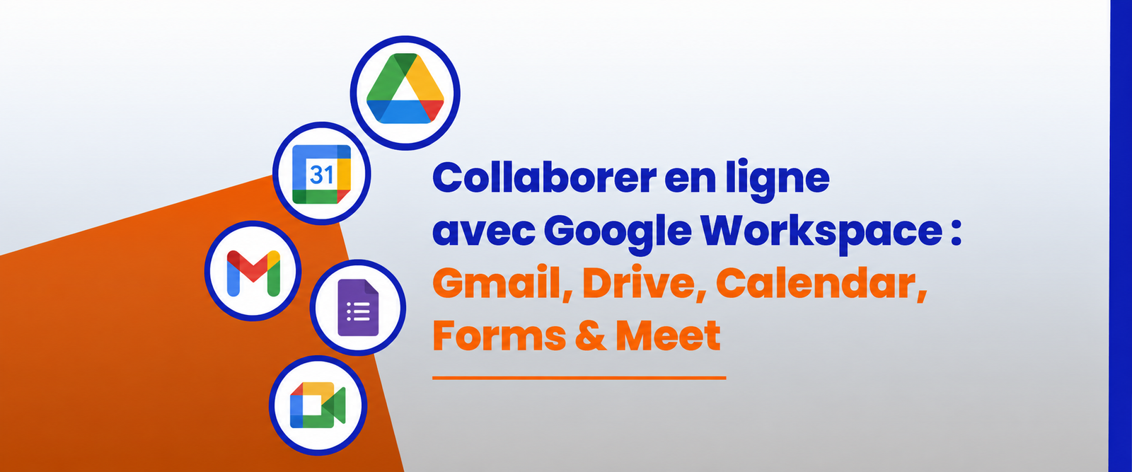 Collaborer en ligne avec Google Workspace : Gmail, Drive, Calendar, Forms & Meet